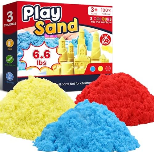 FURWEY Play Sand,6.6lbs 3-Color Sensory Sand,Kids Shaping Sculpting