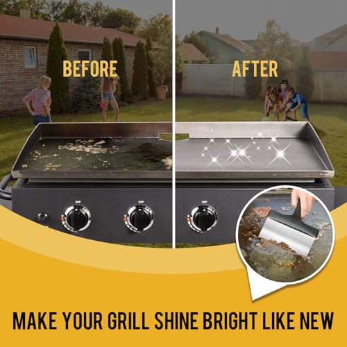 Heavy Duty Grill Scraper Stainless Steel Griddle Scraper with 5" Handle,Sturdy Food Scraper Tool Kitchen for Blackstone Grill Accessories,Outdoor Barbecue Turners Tools - Image 6
