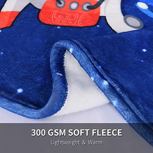 Ohds Kids Throw Blanket For Boys, Soft Fleece Blanket For Kids Boys, Cozy Toddler Blanket For Boys Girls Birthday Gifts, Fuzzy Cute Outer Space Throw Blanket For Couch Bed Car, Blue 40"X50" #TOP6