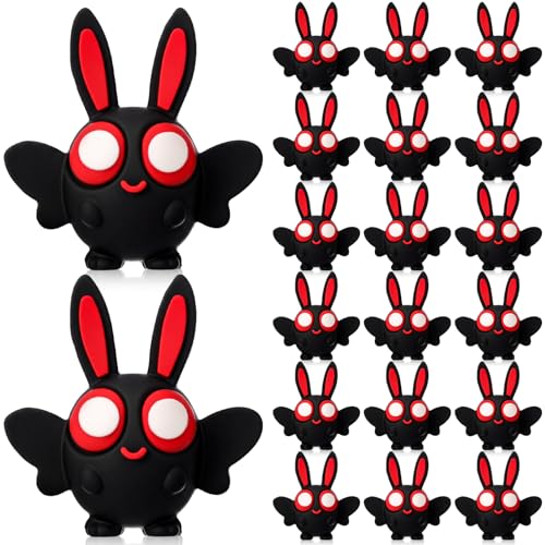 Chunful 25 Pcs Mini Mothman Figurines Small Moth Man Figures Tiny Mothman Statue for Cryptids Gag Easter Gift Hide and Seek Props Cake Garden Decor Birthday Holiday Party Favors (Cute,Black)