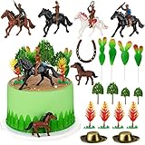 24 Pcs Cowboy Cake Decoration Cowboy Cake Toppers Horse Cake Topper Western Themed Party Decorations Horse Cupcake Topper Cowboy Toys for Cowboy Cowgirl Birthday Party Cake Cupcake Decor