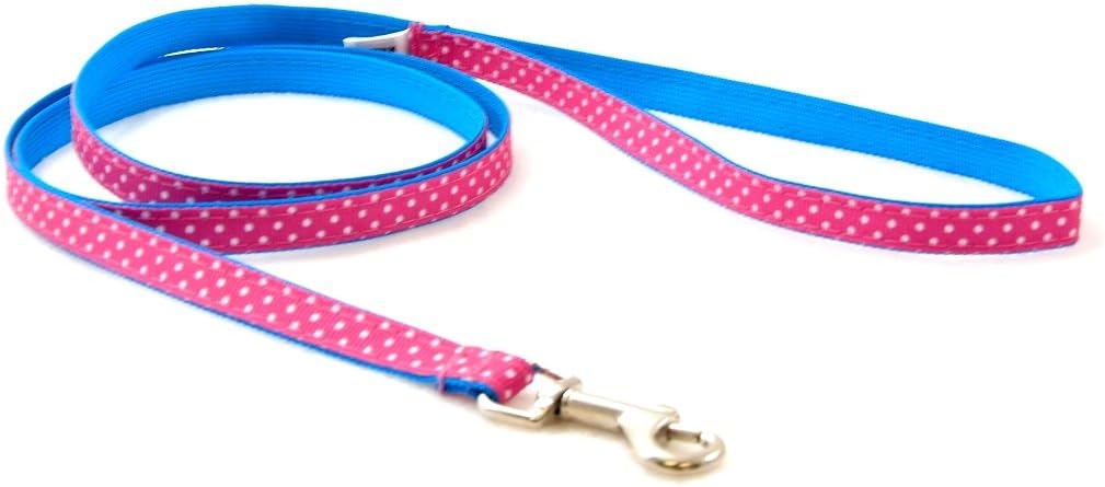 Seaside Pink Polka Dot Dog Leash (MD-3/4 x6')