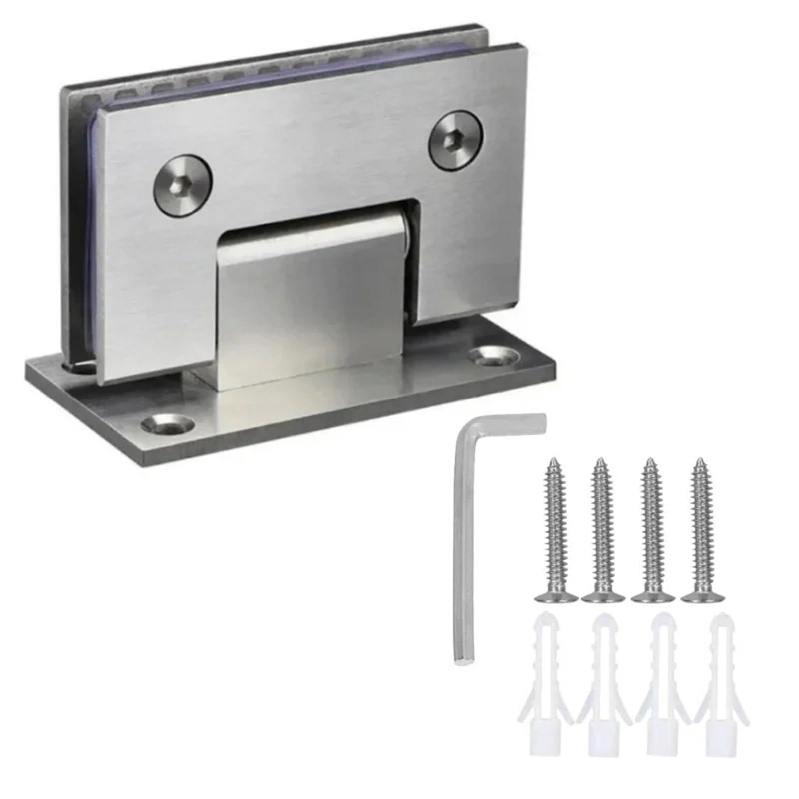 Cnyuon Silver 90 Degree Stainless Steel Glass Shower Door Hinges For 8-12Mm Frameless Doors Heavy Duty Wall To Bathroom Clamps For Glass Door