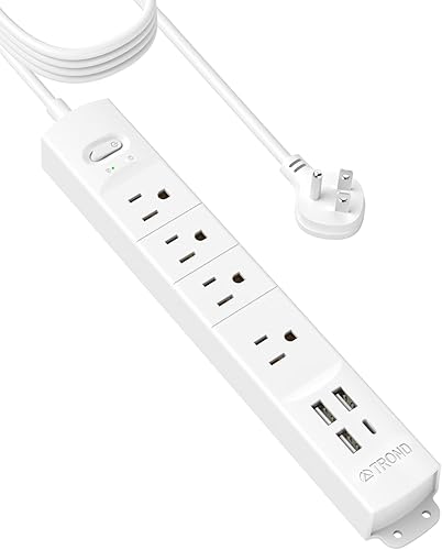 Miniatura 8 de TROND Cable de extensión de 15 pies de largo con 2 USB C, certificación ETL, regleta de alimentación de enchufe plano ultrafina, protector de