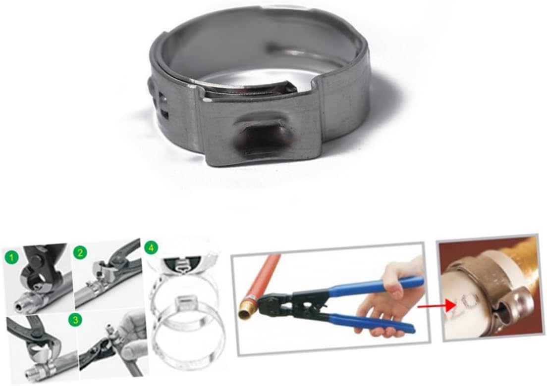 80 Piece Stainless Steel Single Ear Hose Clamps 7-21.0mm Adjustable | Rounded Band Design, Silver Finish, Automotive and Electronic Use, Prevents Hose Damage, 80pcs Set