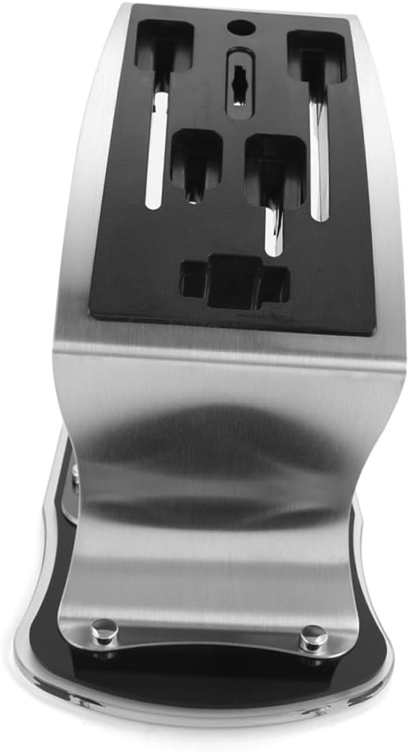 Unomor Acrylic Tilt Knife Block Rack 7-Slot Stainless Steel Holder Kitchen Counter Organizer Desktop Storage for Indoor and Outdoor Cooking