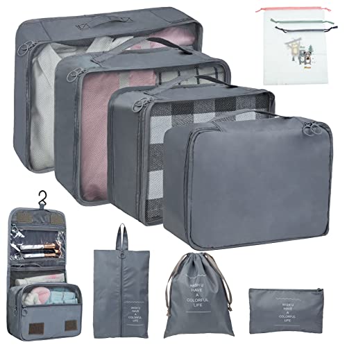 11 Pcs Bolsas Organizadoras de Maletas Viaje, Impermeable Packing Cubes Para Ropa Zapatos...