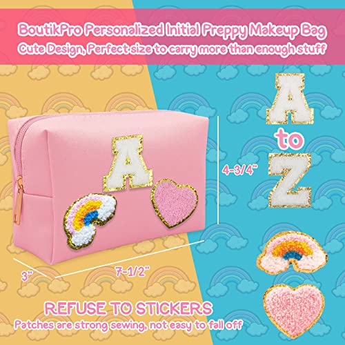Personalized Inital Preppy Makeup Bag Set with Zipper, Monogram Waterproof Travel Cosmetic Bag for Women, Cute Preppy Patch Toiletry Bag for Traveling Outdoors, Gift Ideal for Christmas Thanksgiving2