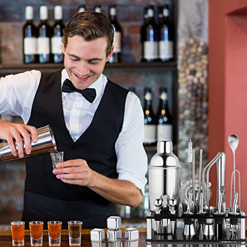 Bartender Kit Cocktail Shaker Set, 25-Piece Professional Stainless Steel Bar Shaker Set Drink Mixer Set With Acrylic Stand&Cocktail Recipe, Bar Accessory Tools For Home Bar Party, Gifts For Man Dad #TOP6