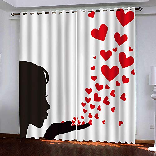 Verdunkelungsvorhang 3D Gardinen Wohnzimmer 2er Set Thermo Vorhang Blickdicht ösen Verdunkelungsgardine lichtundurchlässig Fenster für Schlafzimmer 2 x 140 B x 245cm H,Weißes & afrikanisches Mädchen Cover