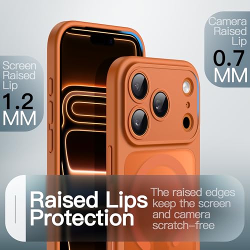 Image of JETech Magnetic Case for iPhone 17 Pro 6.3-Inch Compatible with MagSafe, Shockproof Slim Phone Cover with Built-in Camera Control Button, Matte Translucent Back (Orange)