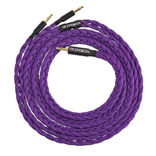 Linsoul Tripowin GranVia Upgraded OFC Headphone Replacement Cable, Dual 3.5mm Connector to 3.5mm Stereo Headphone Cable for HE4XX/HE-400i/HE400se/Goldplanar/Focal ELEGIA(Purple, 1.5m)