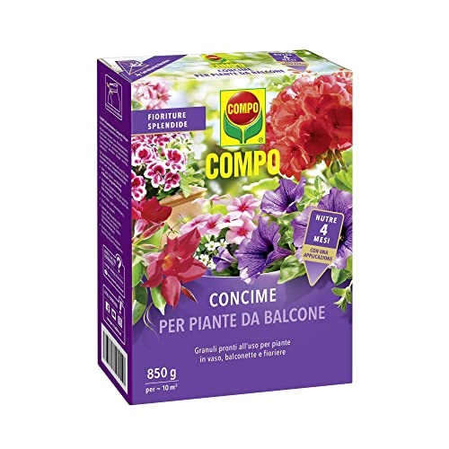 COMPO Abono para plantas de balcón, gránulos listos para usar para plantas en macetas, balcones y macetas, 850 g