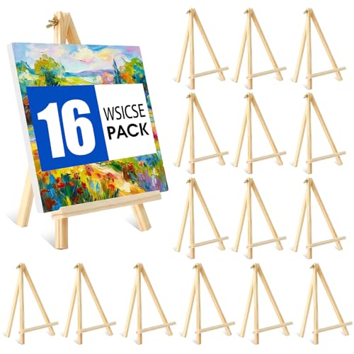 16 Pack 11.8In Tabletop Easel Wooden Easels for Paiting Adjustable Foldable for Kids Students Beginners