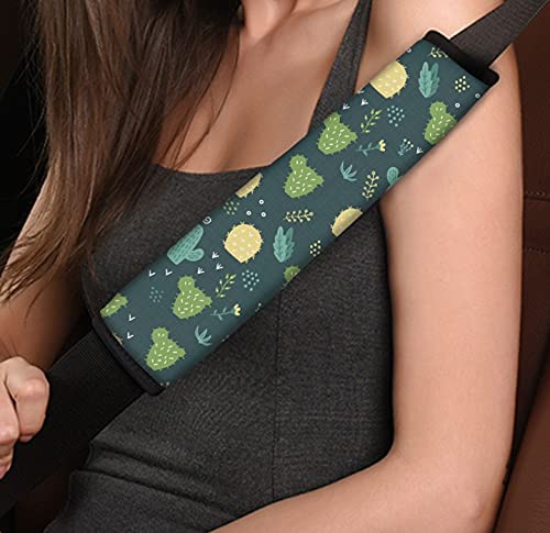 2 almohadillas para cinturón de seguridad de coche, protector de cinturón de seguridad suave y cómodo, correas de hombro, almohadillas para proteger el cuello y el hombro (Cactus)