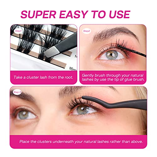 Image of CALAILIS Individual Lashes, DIY Eyelash Extensions, Super Thin Glue-based Band, Natural Look Reusable, Individual DIY Eyelashes(05MIX-C)