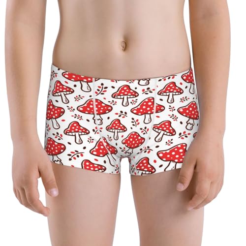 Boys' Cotton Boxer Brief Soft Underwear-Amanita Red Mushroom