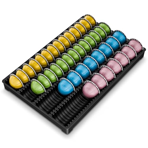 EVERIE Drawer Coffee Pod Organizer for Vertuo Capsules – Holds Up to 40 Large or 52 Small Pods, Space-Saving Insert Tray, Fits Kitchen Cabinets, 15.4' x 10.2' x 1.2'