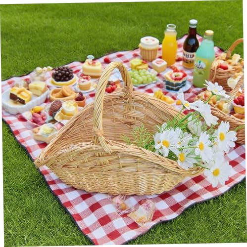 Cesta de mimbre en forma de concha con trenzado resistente y asa 5