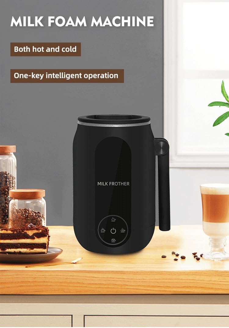 Electric Milk Frother, 4 in 1 Electric Milk Steamer Cage, 16 oz / 450 ml Automatic Cold and Hot Foam and Milk Warmer for Coffee, Latte, Cappuccino, Macchiato, Hot Chocolate