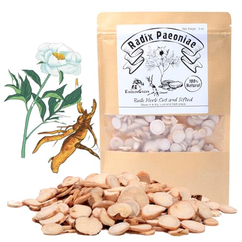 EidolonGreen White Peony Root (Paeonia lactiflora Pallas/Radix Paeoniae/Bai Shao/白芍/백작약) – 88g (3oz) Dried Root – Pure Natural Herb