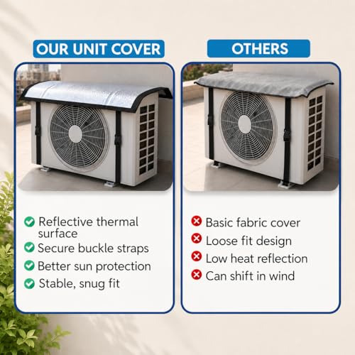 Image of Split AC Cover for 1 Ton-1.5 Ton Outdoor Unit | Heat-Insulated | Weather Resistant & Sun Protection Cover | Extend Lifespan | Boost Energy Efficiency !