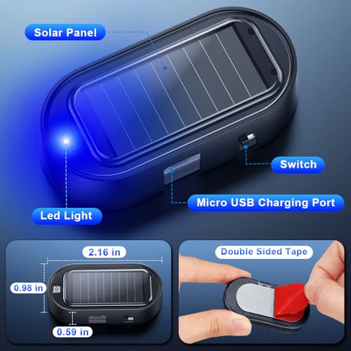 image for ELECTOP Car Solar Power Simulated Dummy Alarm, Anti-Theft LED Flashing