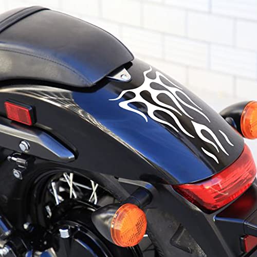 Image of Motorcycle Gas Tank Flame Decals,Universal Motorcycle Flame Sticker PET Waterproof Sport Stripes Decals Stickers Fuel Tank Fender Decal Set Decoration Accessories,Black