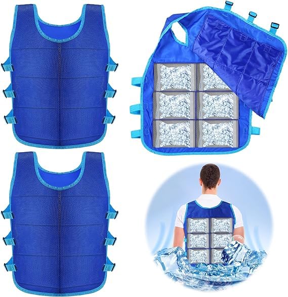 Sponsored Ad – NALACAL 2 PCS Cooling Vest with 48 Pcs Ice Pack, Evaporative Cooling Vest for Men Women, Adjustable Ice Vest, Blue, L