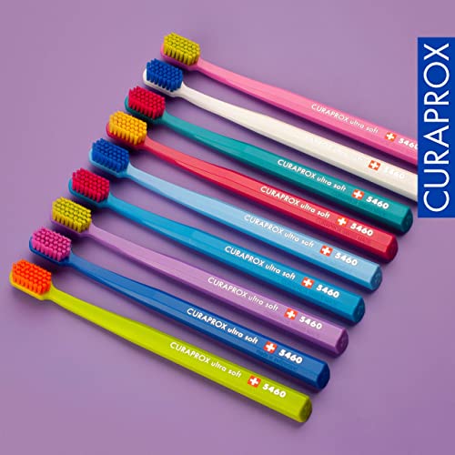 Image of Curaprox CS 5460 Ultra-Soft Toothbrush - Adult Tooth and Gum Care | Super Soft Curen Bristles for Gentle Cleaning | Blue-Purple, Single Pack