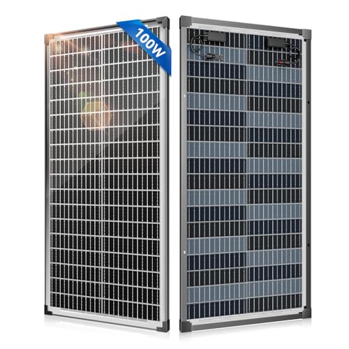 Bifacial 100 Watt Solar Panel, 12BB 12V/24V Monocrystalline High-Efficiency Module PV Power...