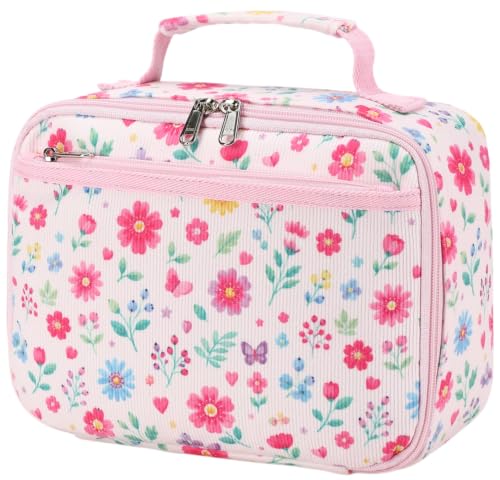 Image of CAMTOP Lunch Box Kids Boys Insulated Lunch Cooler Bag Reusable Lunch Tote Kit for School Travel (Flower Pink)