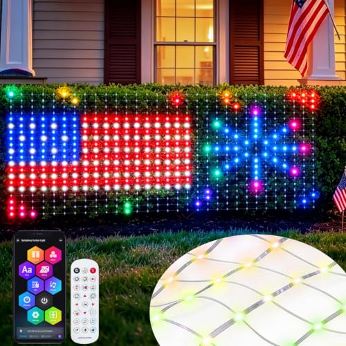 echosari Smart Net Lights 4Ft x 10Ft 600 LED RGB&IC with App Clear Wire