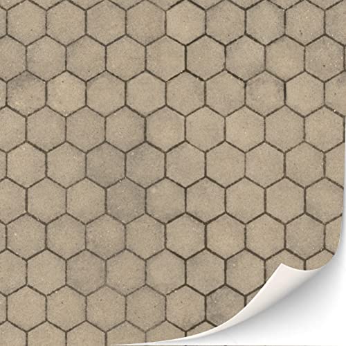 3 sheets of self-adhesive floor tiles for dollhouses, scale 1:12 (concrete hexagons)