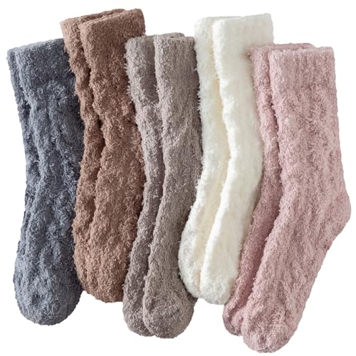 Tavaleu Womens Fuzzy Socks, Soft Cozy Fluffy Slipper Socks Winter Warm Plush Sleeping Socks