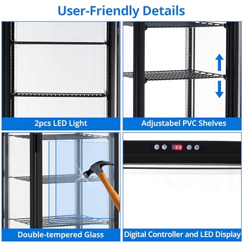 Image of 10.5 Cu.Ft Refrigerated Display Case, Floor-Standing Display Refrigerator with LED Light and Adjustable Shelves, Commercial Display Fridge with Casters for Cakes, Coffee, Bakery, Supermarkets, Store