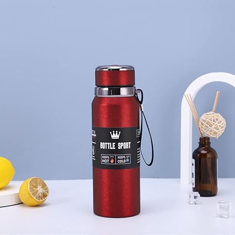 Brienstripe 800ml Stainless Steel Water Bottle for Men Women Kids | Thermos Flask | Reusable Leak-Proof Thermosteel for Home Office Gym Fridge Travelling. (Red)