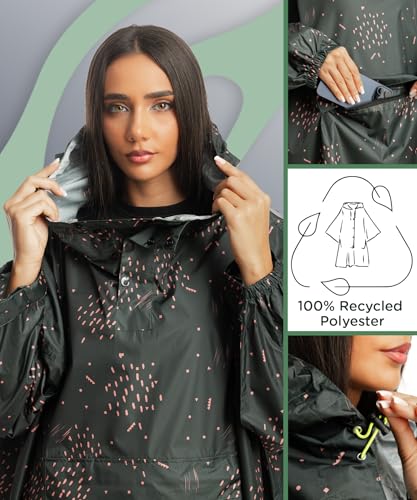 Jubi® Regenponcho Damen aus 100% Recycled Polyester - Grün- Nachhaltig, Leicht & Wasserdicht