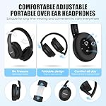 Active Noise Cancelling Headphones, Wireless Over Ear Bluetooth Headphones,100H Play Time Bluetooth Headphone with Microphone,Lightweight and Foldable Comfortable Deep Bass for Work/Gym Black - Image 5