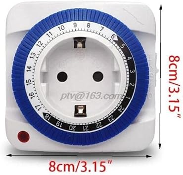 24 Hour Segment Timer Switch Compact Energy Saver Plug-in Timer Socket Set 230V Plug with Programmable Time Controller