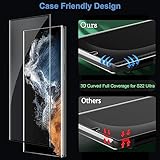 3 Pack Galaxy S22 Ultra Screen Protector, HD Clear Tempered Glass, Fingerprint Unlock, 3D Curved, Scratch Resistant, No Bubble for Samsung Galaxy S22 Ultra 5G Glass Screen Protector - Image 7