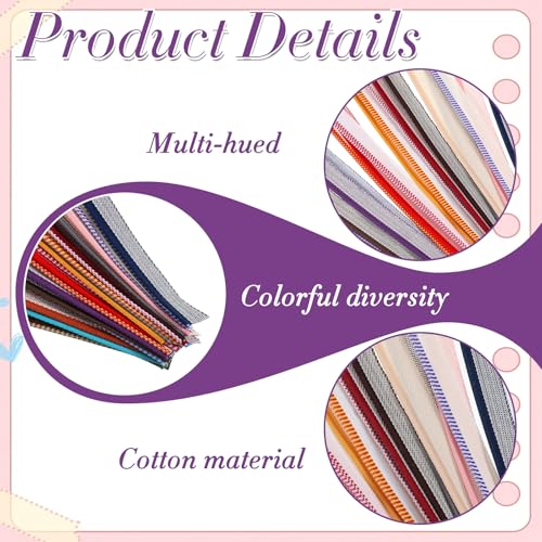 TIESOME 52 Stück Buch Stirnband, Baumwoll Buchbinder Stirnbänder, 30 X 1,5cm 52 Farben Buchbinderleinen Baumwoll Buch Stirnband Buchbinde für Buchbindeanfänger Buchreparatur Buchdekoration
