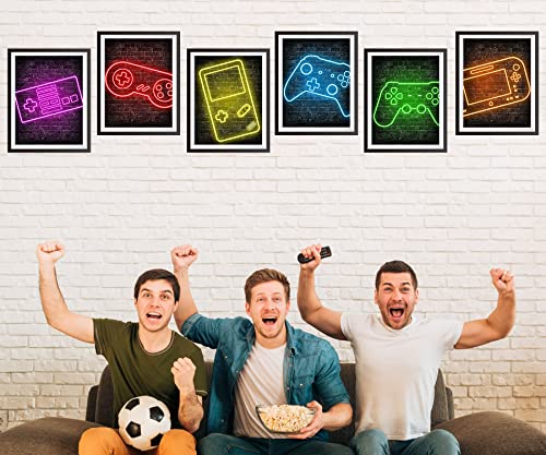 Neon Gaming Posters For Boys Room Decor, Boys Room Decorations For Bedroom, Gamer Wall Art,Gamer, Teen Boy Bedroom, Game Room, No Frames Set Of 6 (8”X 10”) #TOP4
