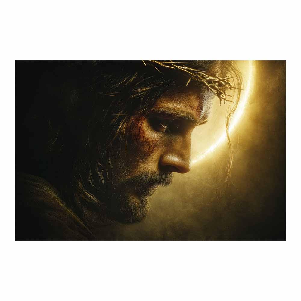 ZAMAEIU Jesus Picture Poster Willows crown appearance Christ Canvas Painting Wall Art Print,for Living Room,bedroom Apartment office corridor Decor(black0)-80x120cm Unframed