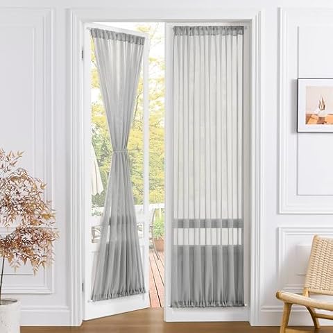 Tollpiz Sheer Door Curtains, Silver Grey Cover