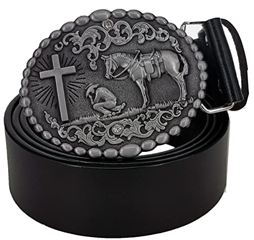 ABC STORY Mens Cow Leather Western Cowboy Skull Attitude Buckle belt