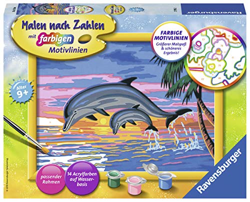 Ravensburger Malen nach Zahlen 27790 - Paradies der Delfine - Für Kinder ab 9Jahren