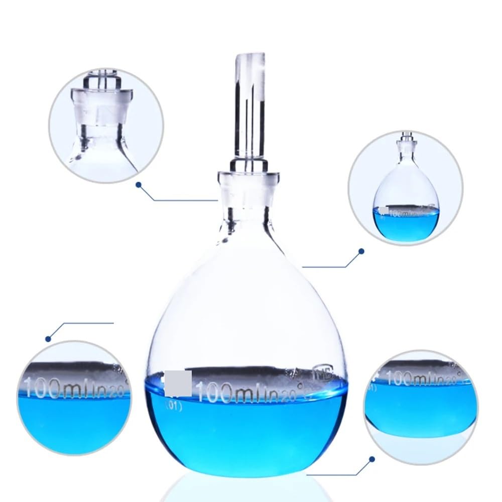 Picnómetro de vidrio for líquidos (botella de 5-100 ml), picnómetro for sólidos (instrumento for experimentos químicos).(5ml (3pcs))