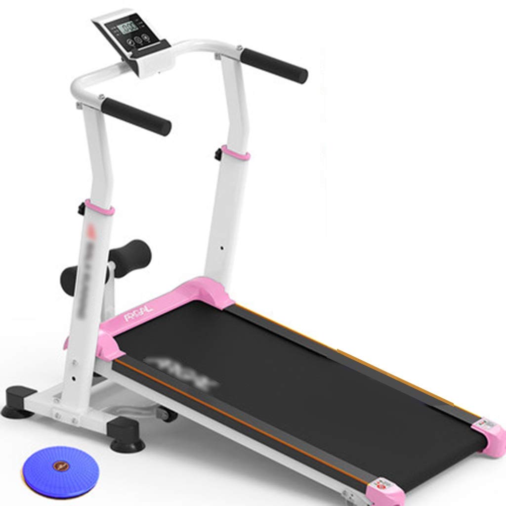 Treadmills Mechanical Walking Machine Household Models Small Folding Gym Dedicated Dormitory Indoor Ultra-Quiet (Color : Pink, Size : 11554110cm)
