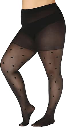 Amazon.com: WiliW Polka Dot Plus Size Tights for Women,40D Patterned ...